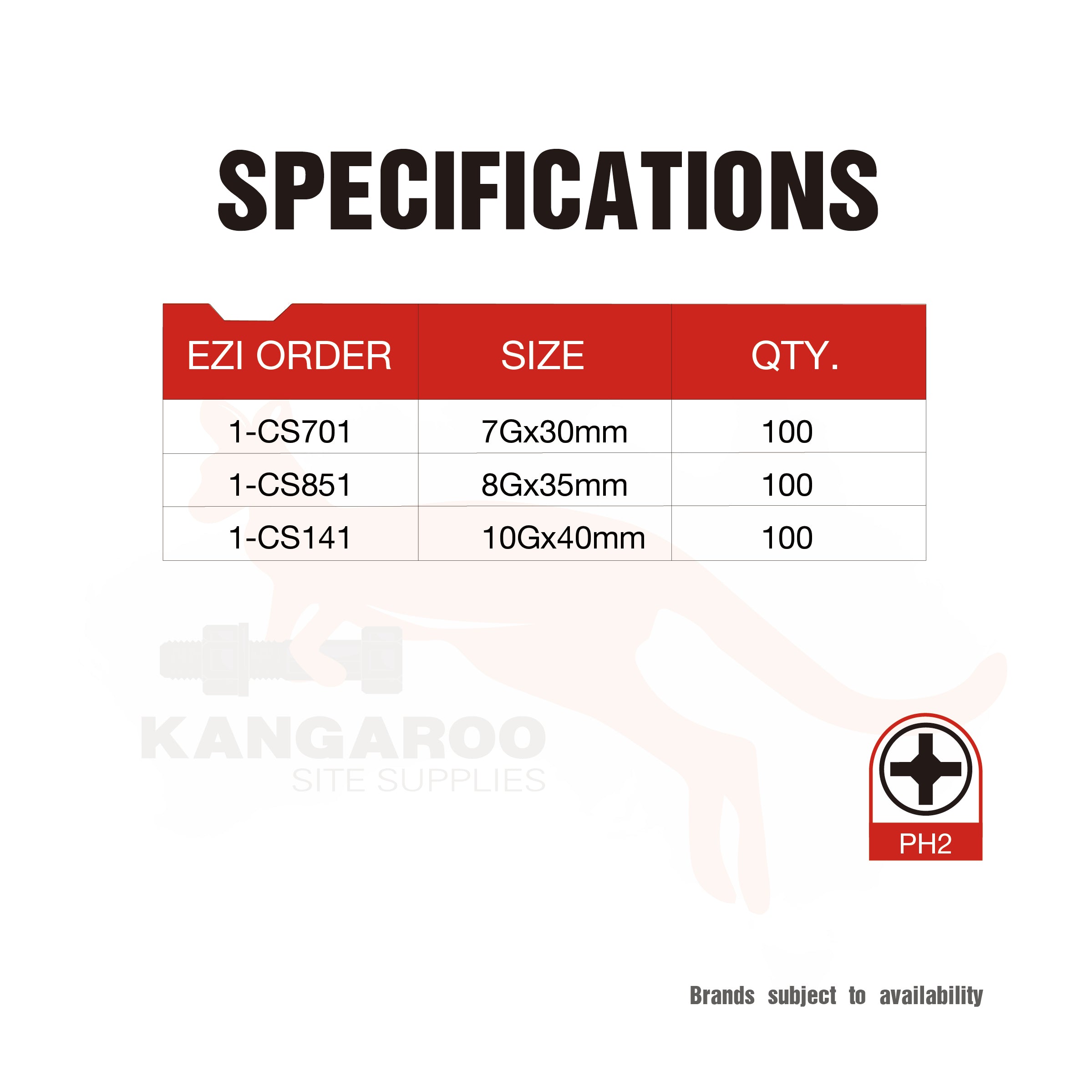 Hinge Screw CSK Ph Sat Chrome Box100 7G, 8G, 10G