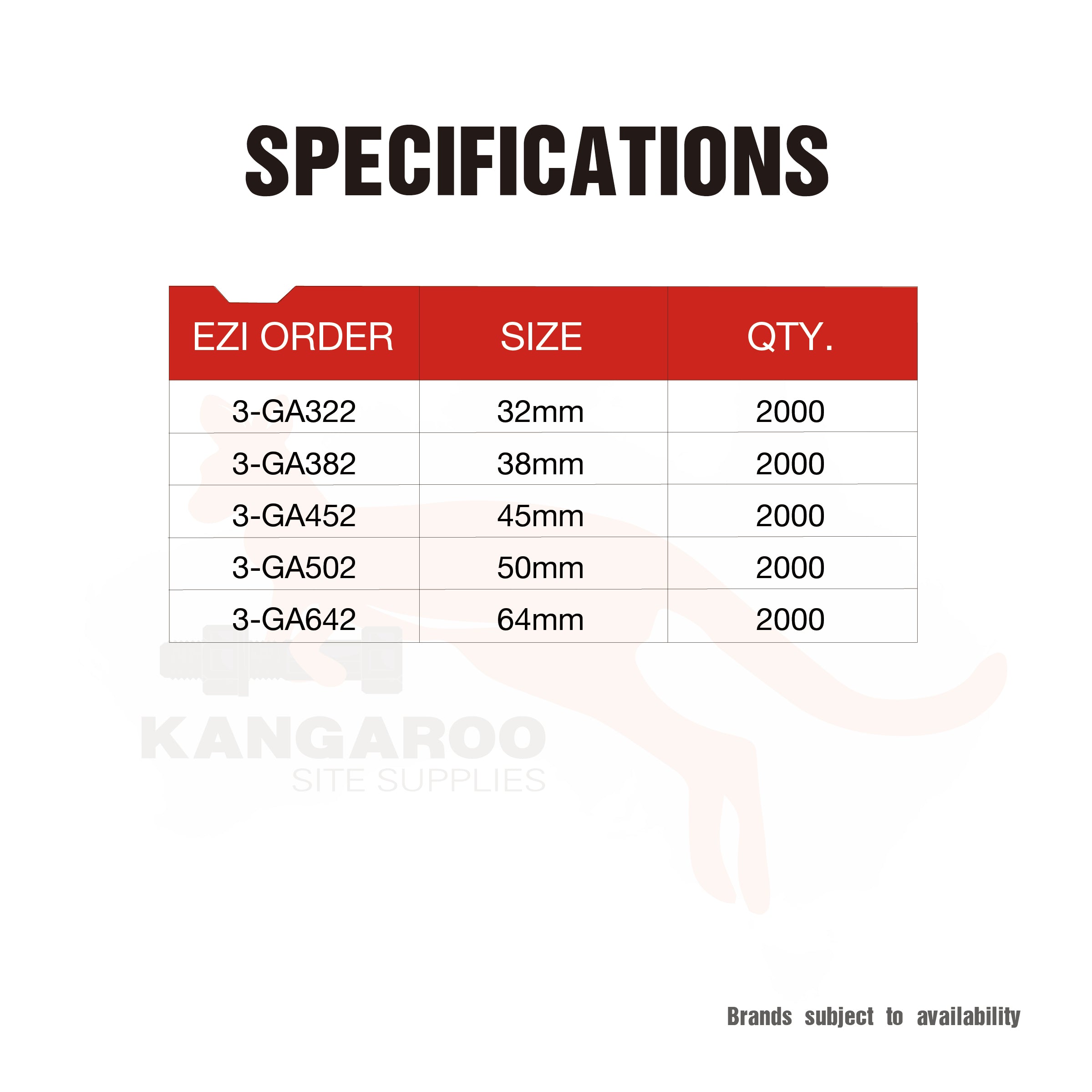Brads Angled 16 Gauge 20 Degree 32/38/45/50/64mm, Box 2000