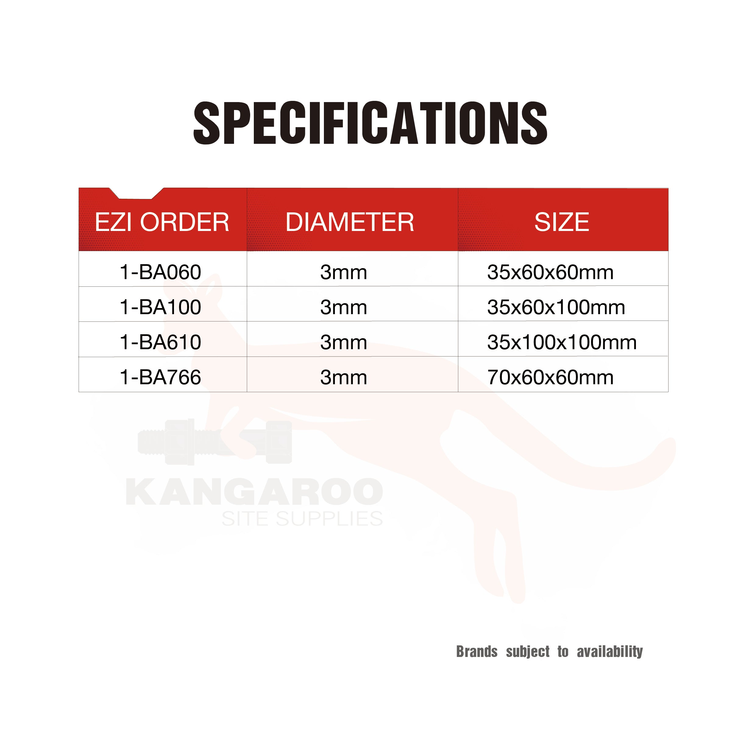 Builders Angle Bracket Hdg 3mm Thickness M6 Holes, Multiple Sizes