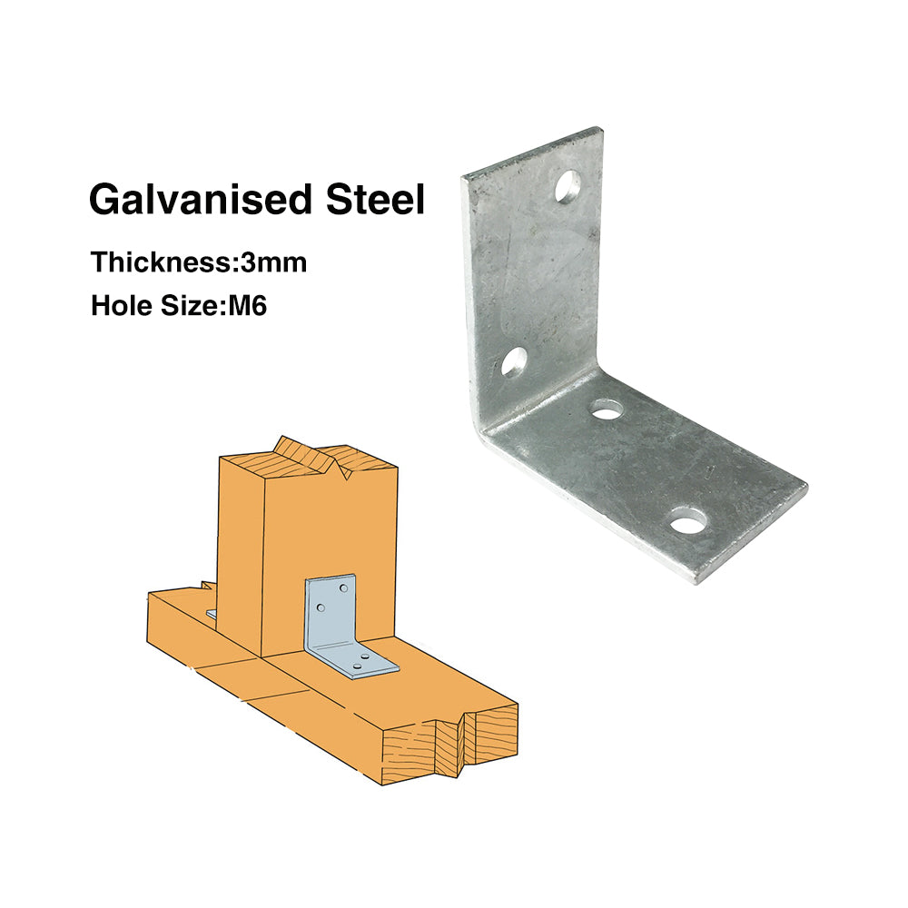 Builders Angle Bracket HDG 3mm Thickness M6 Holes