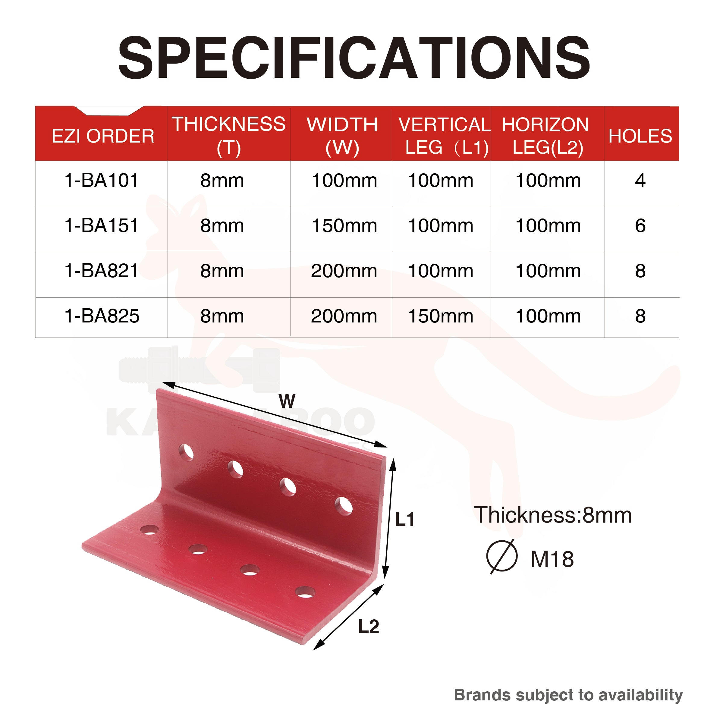 Heavy Duty Builders Angle Bracket 8mm Thickness