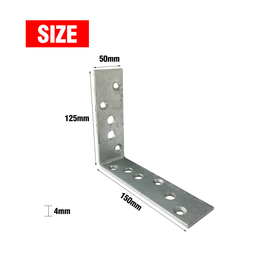 Builders Angle Bracket Hdg 4mm Thickness 50x150x125mm M6 & M10 Holes