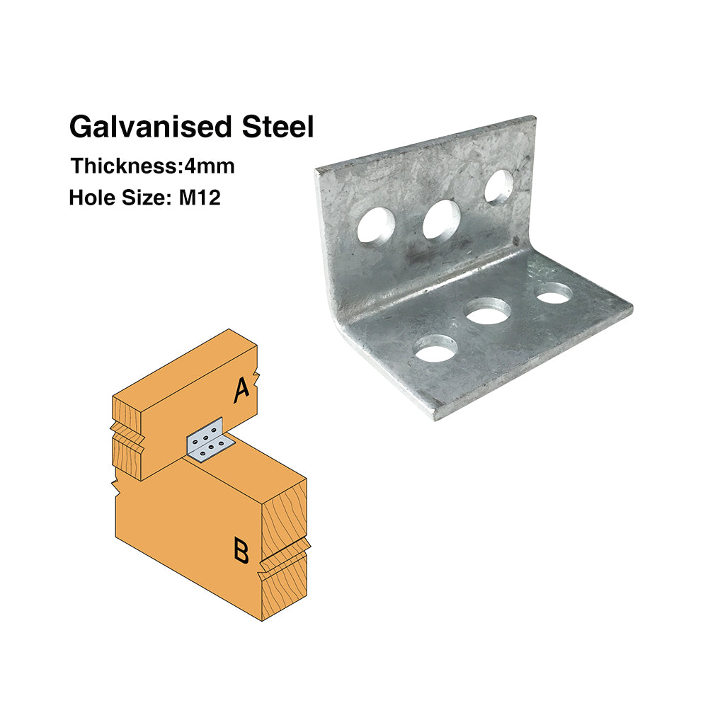 Builders Angle Bracket HDG 4mm Thickness M12 Holes