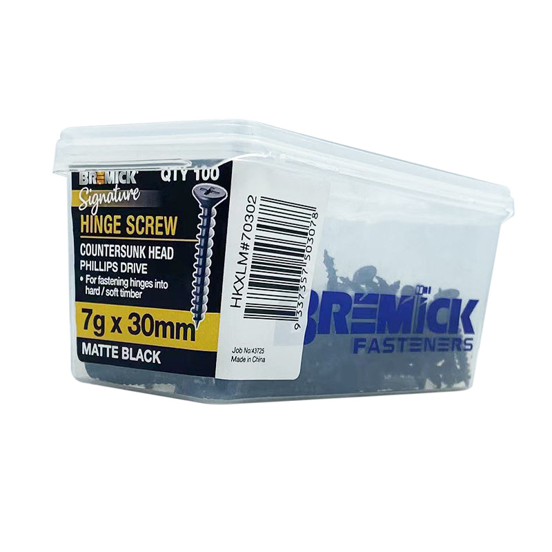 Hinge Screw CSK Ph Matte Blk Box100 7G, 8G, 10G