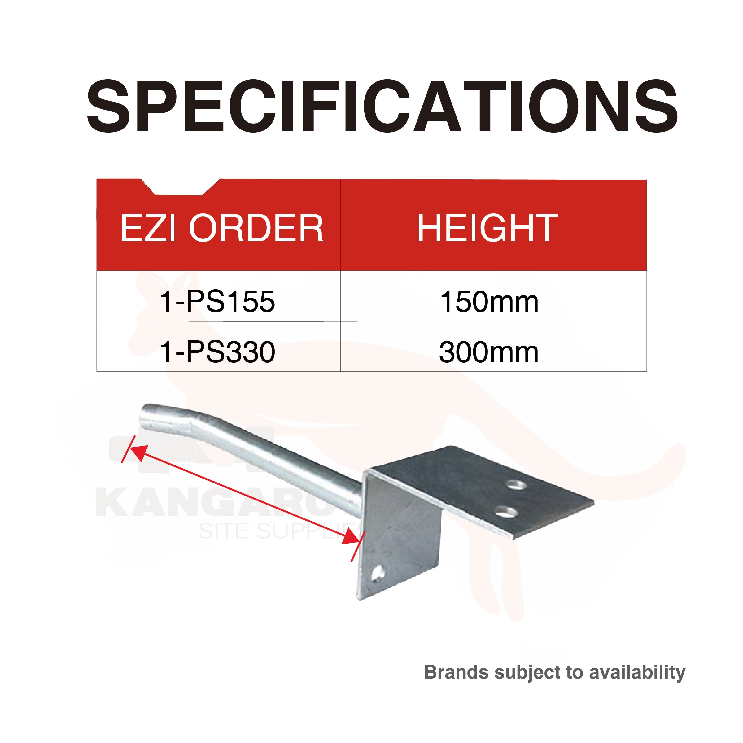Post Support Galv Half W/Stake 150mm or 300mm
