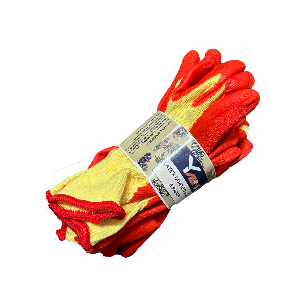 Gloves Latex Coated L Size, Pack 5pairs