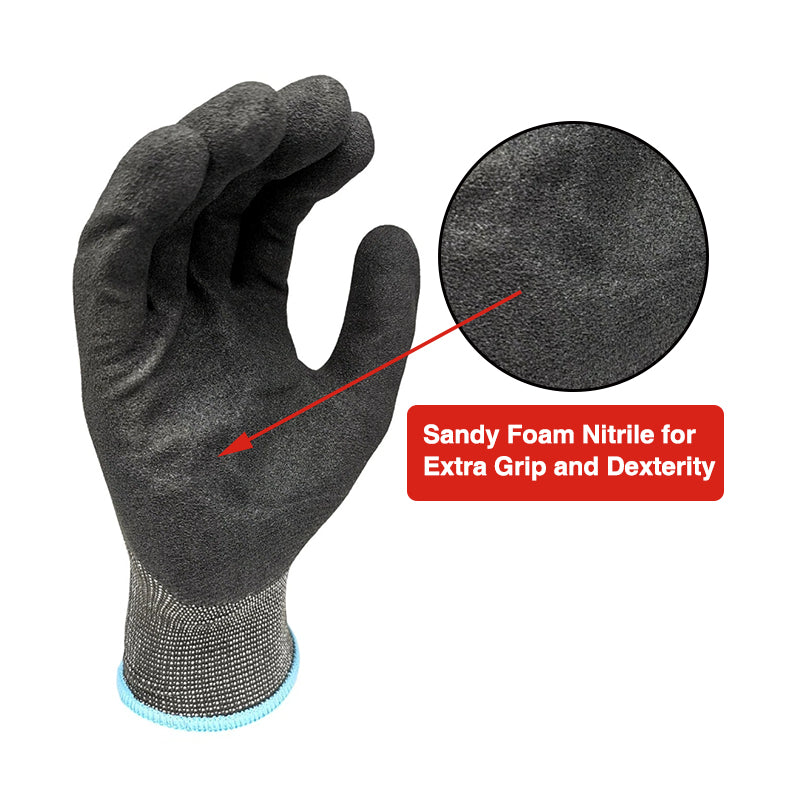 GreatGuard Gloves Sandy Foam Nitrile Coated Pack 12, S/M/L/XL