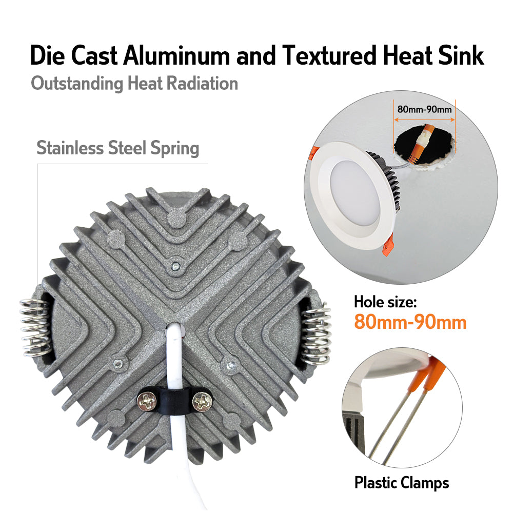 Led Fixed Downlight 9w Dia 120mm Round 3000k