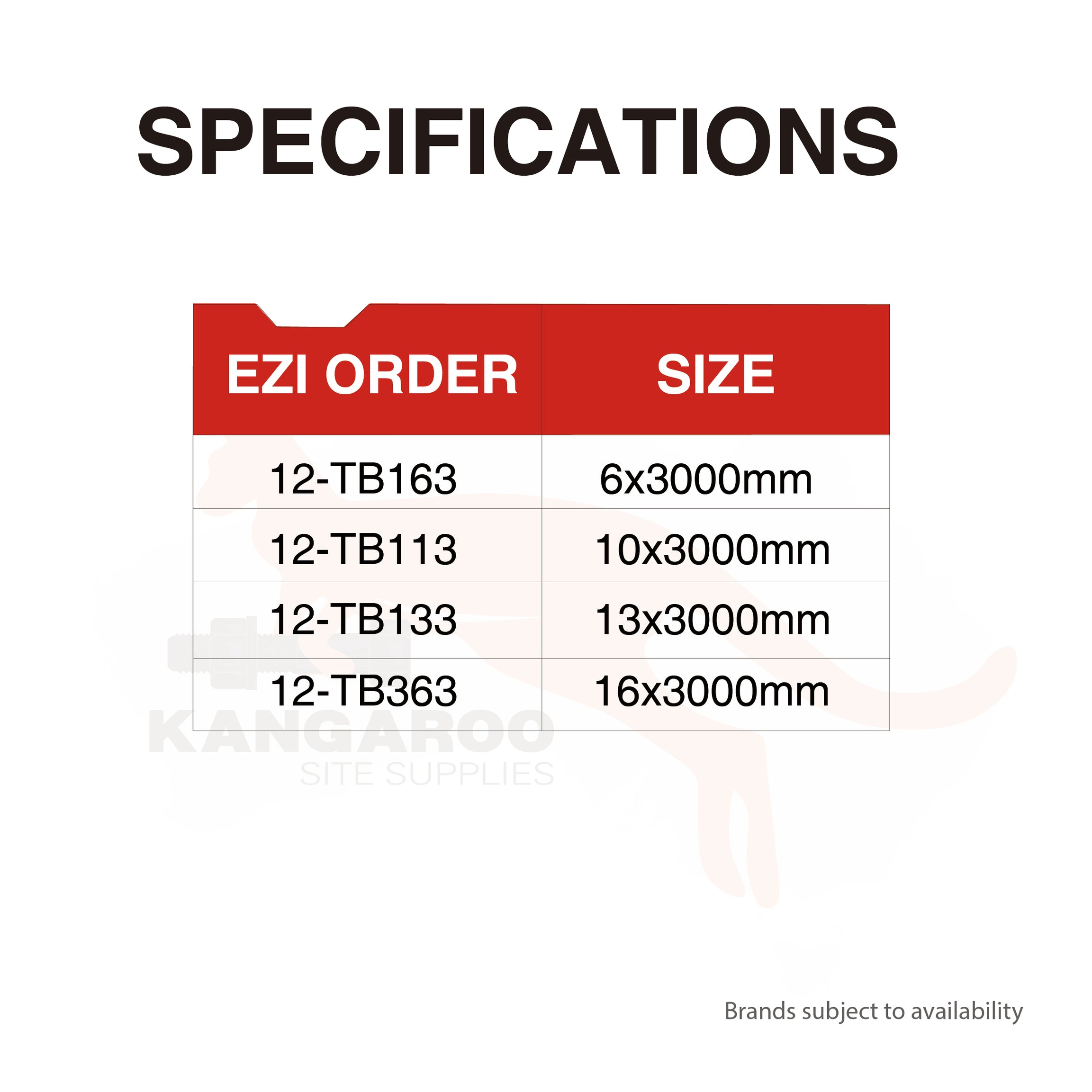 PVC Tear Away L Bead 3m, Multiple Sizes