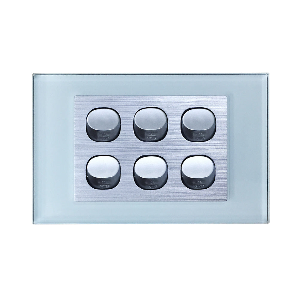 Wall Switch 2 Way & GPO Ocean Blue Glass Frame Multiple Styles