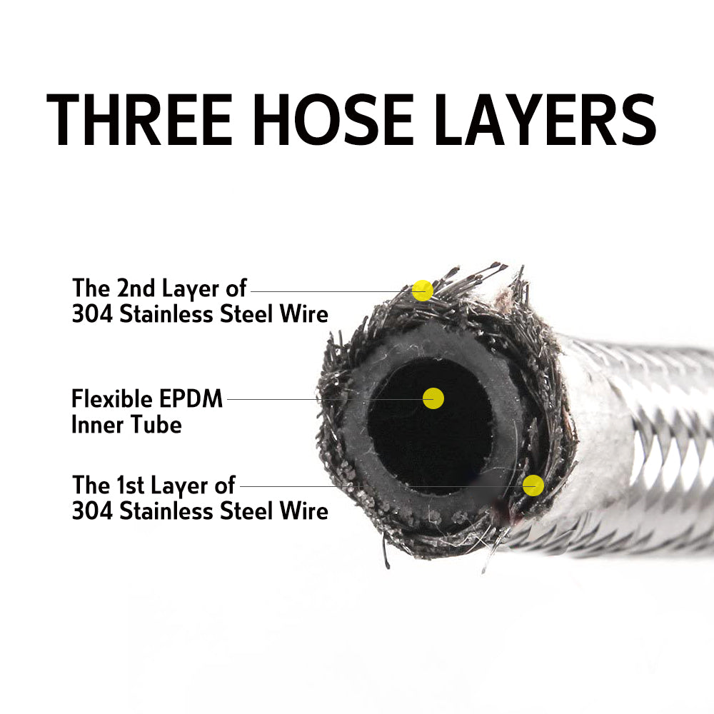 Watermark Flexible Water Hose S/S Knitted F*M 1/2inch DN8, Multiple Sizes