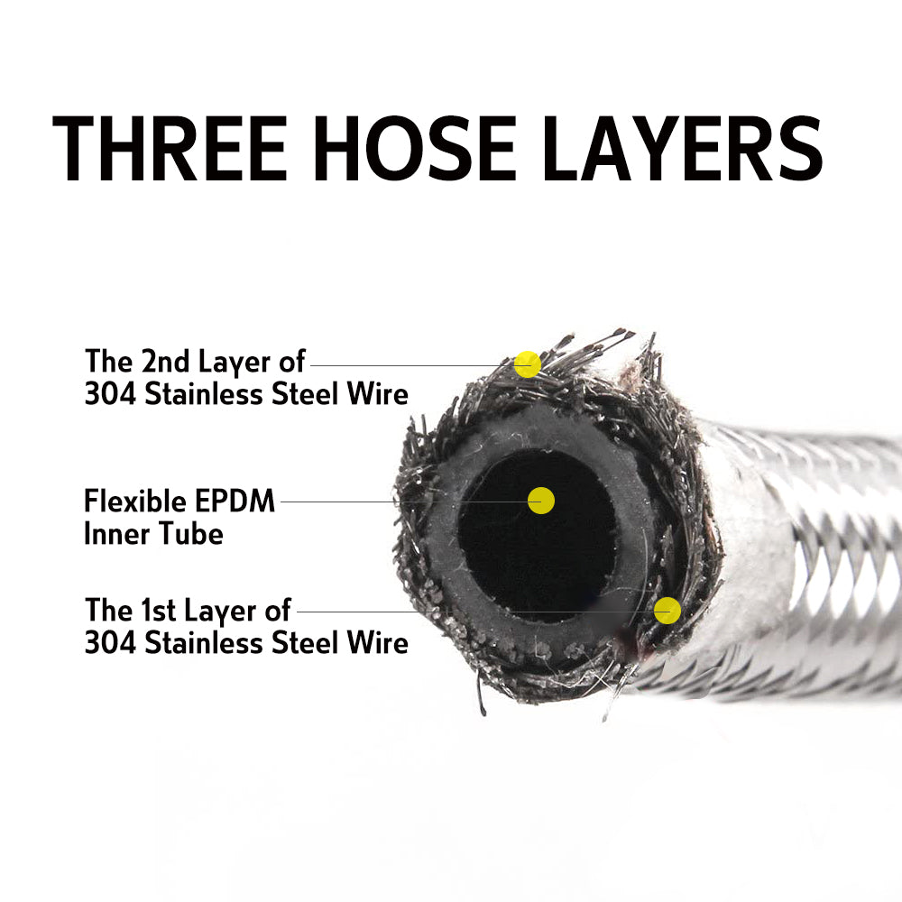 Watermark Flexible Water Hose S/S Knitted F*F 1/2inch DN8, Multiple Sizes