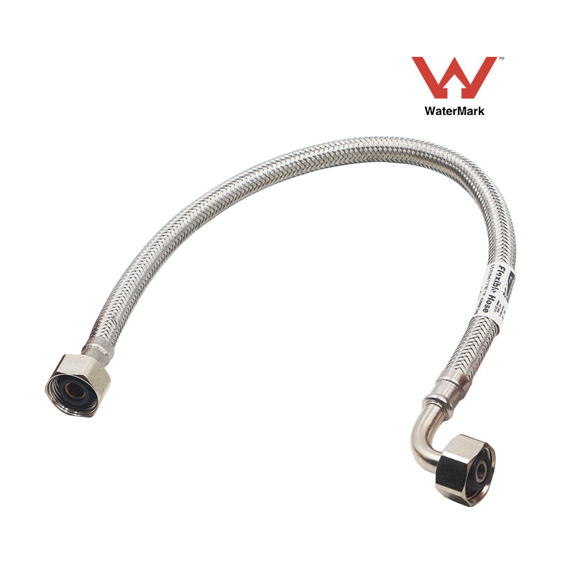 Flexible Water Hose S/S Knitted F*F 90D 1/2inch DN8, Multiple Sizes