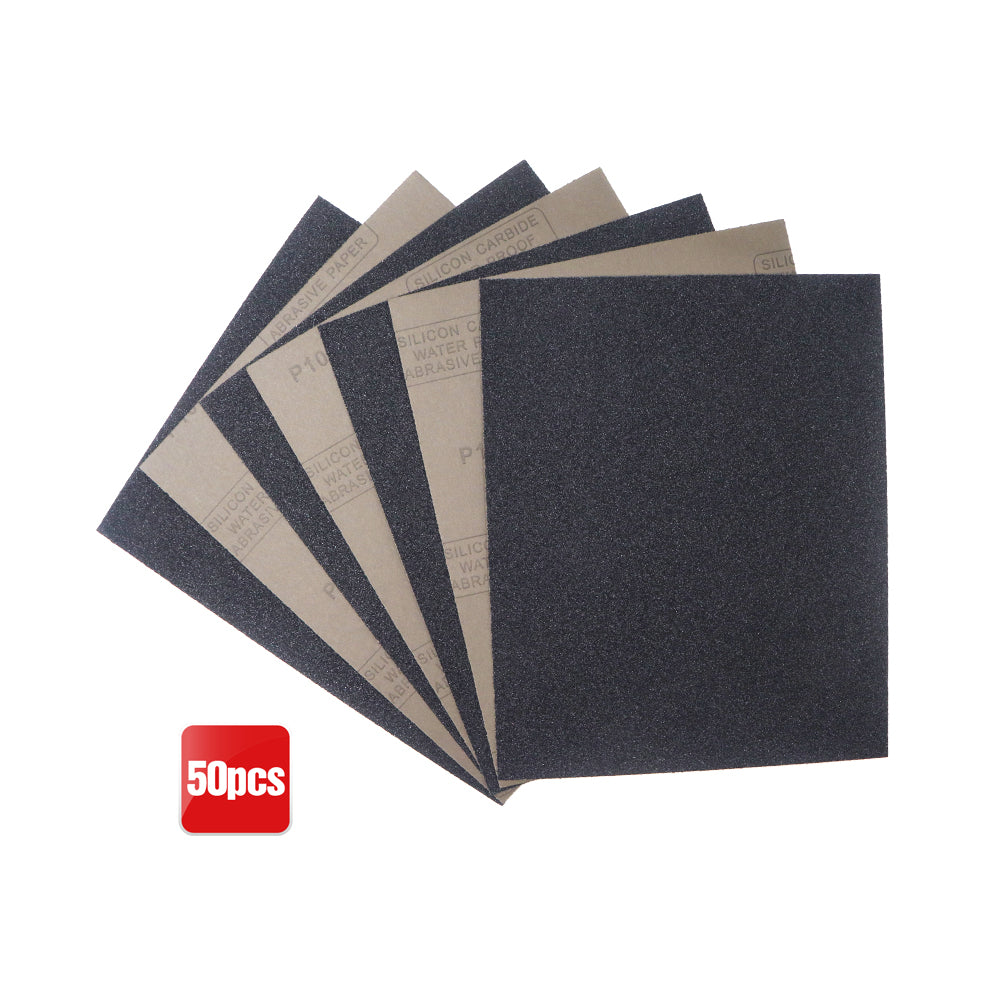 Abrasive Paper Waterproof 230x280mm 50pcs Pack, Multiple Grits
