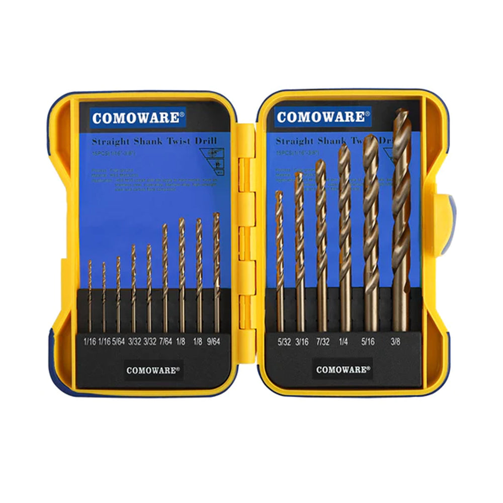 HSS Drill Bits Set M35 15pcs (1/16"-3/8")