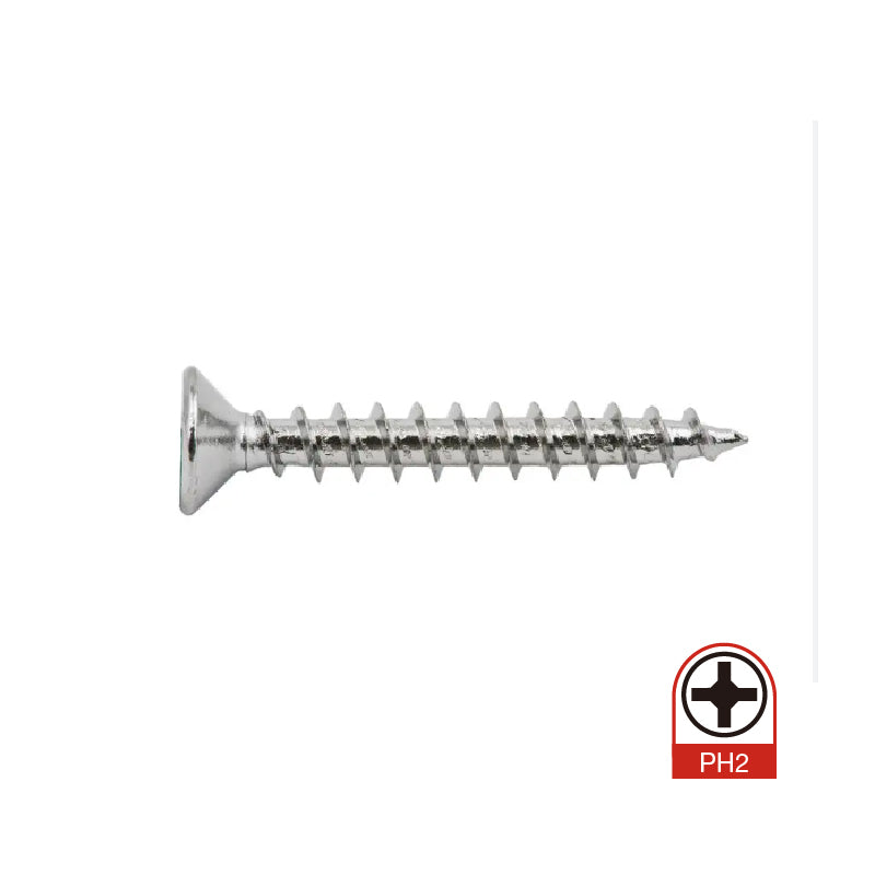 Hinge Screw CSK Ph Sat Chrome Box100 7G, 8G, 10G