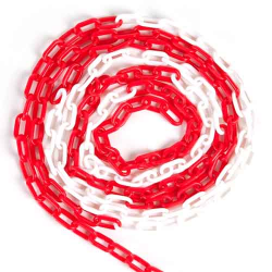 Plastic Chain Safety Warning PE 6mm 25M Red & White/ Yellow & Black