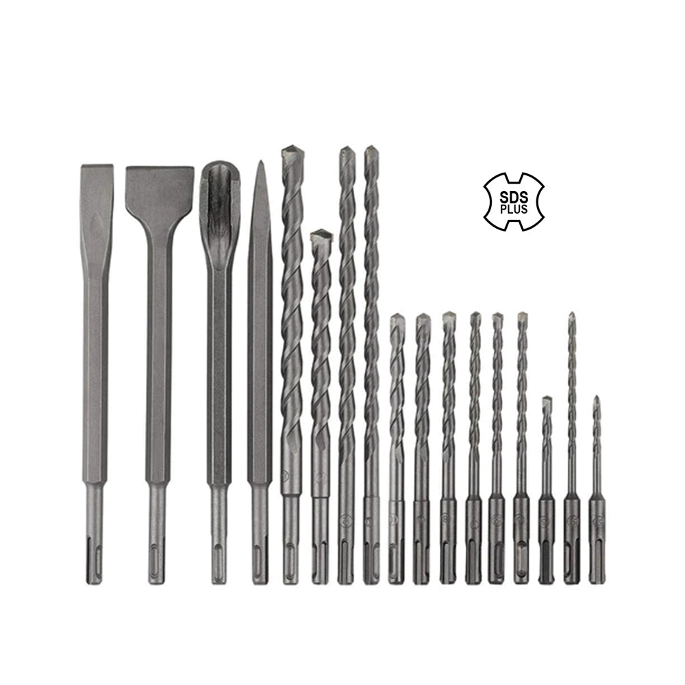 Hammer Drill Bit & Chisel Set SDS-Plus 17pcs