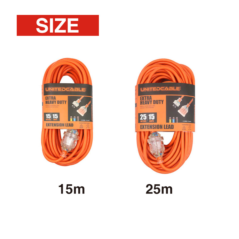 Heavy Duty Extension Lead 15a 15m or 25m