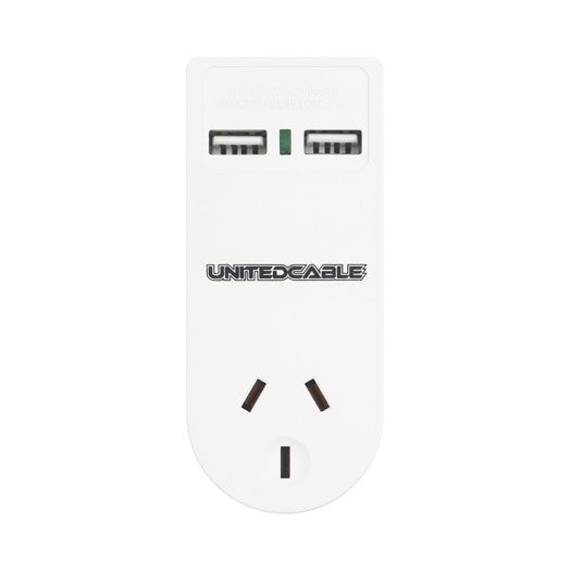 Power Double Adaptor 2 Way Vertical Surge Protection