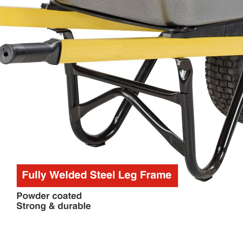 Construction Wheelbarrow Wide Wheel Steel Tray 100L