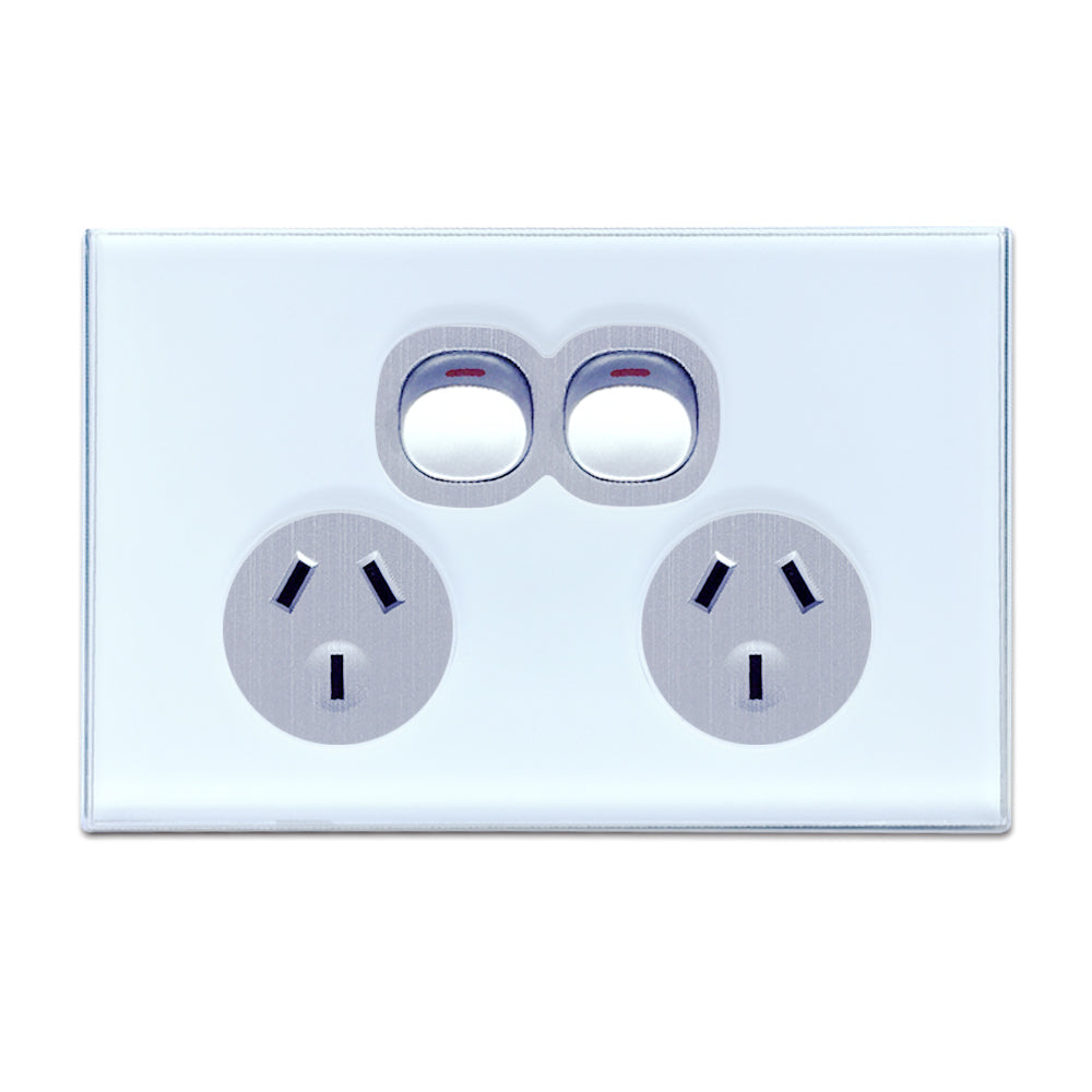 Wall Switch 2 Way & GPO Ocean Blue Glass Frame Multiple Styles