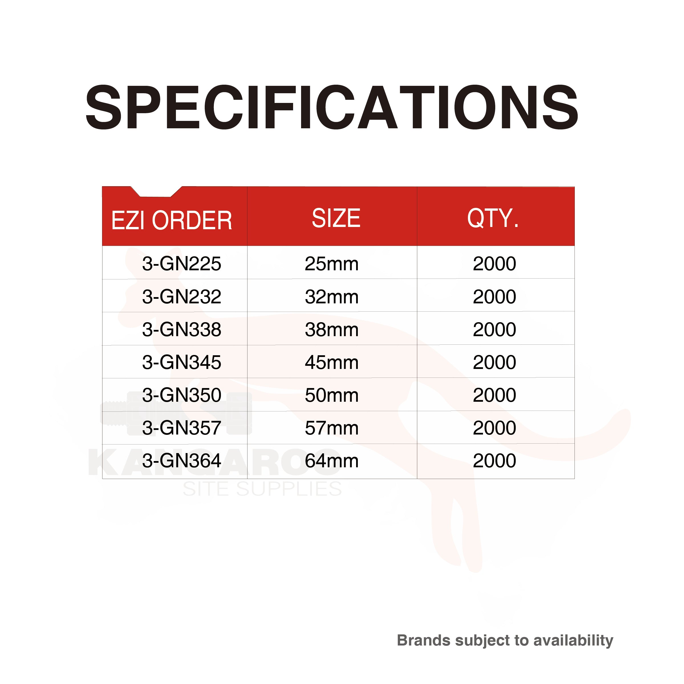 Brads 16 Guage C Series - 25/32/38/45/50/57/64mm Box 2000