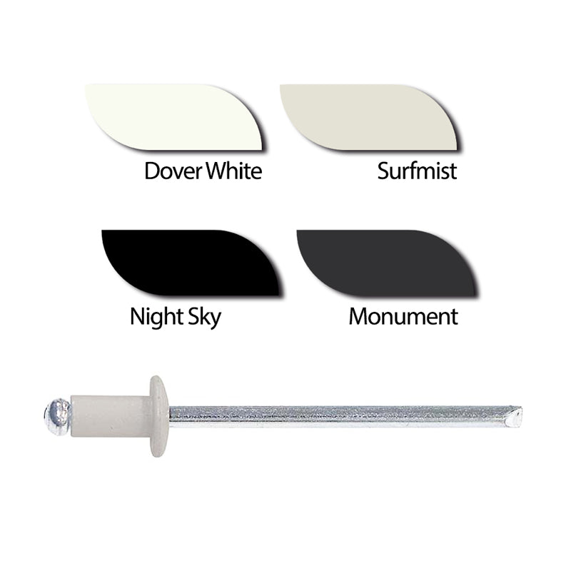 Tower Pop Rivets Al/St Dome Head, Coloured Rivets in Multiple Sizes