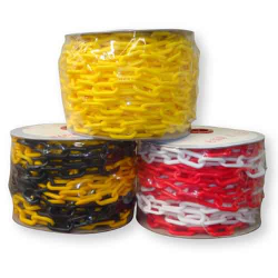 Plastic Chain Safety Warning PE 6mm 25M Red & White/ Yellow & Black
