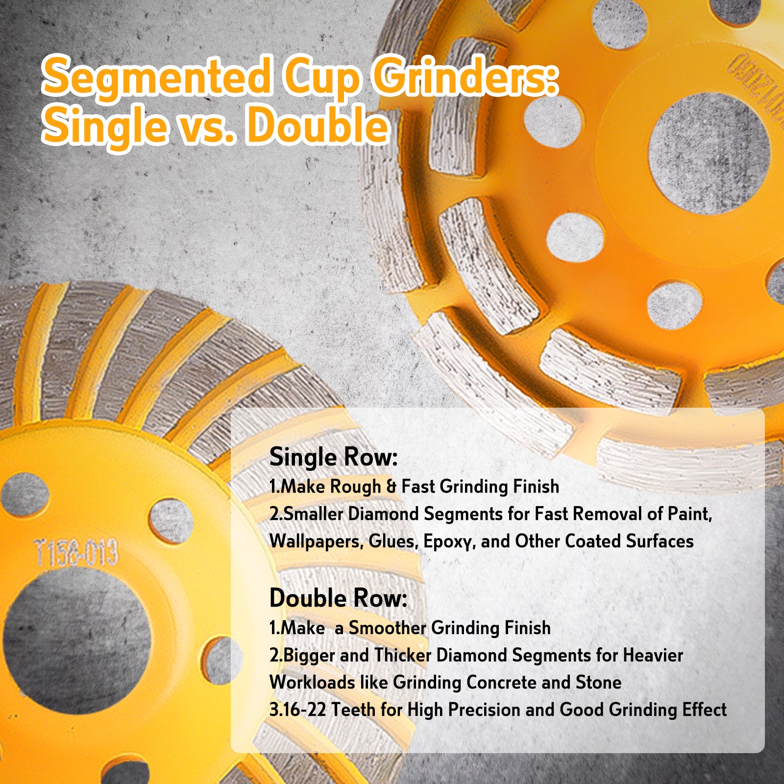 Diamond Grinding Cup Turbo Hd Multiple Sizes