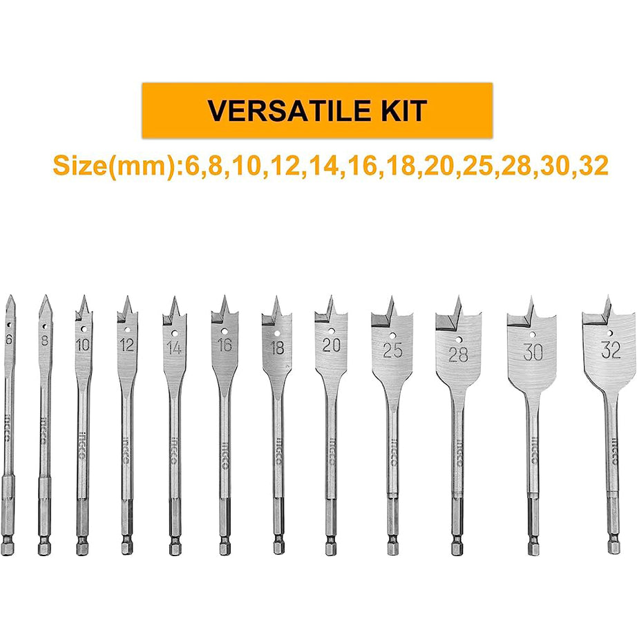 Drill Bits Spade Set 12pcs (6-32mm)
