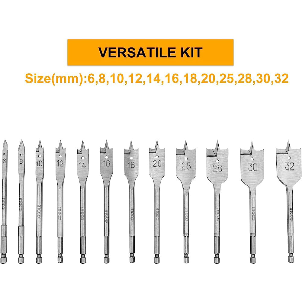 Drill Bits Spade Set 12pcs (6-32mm)