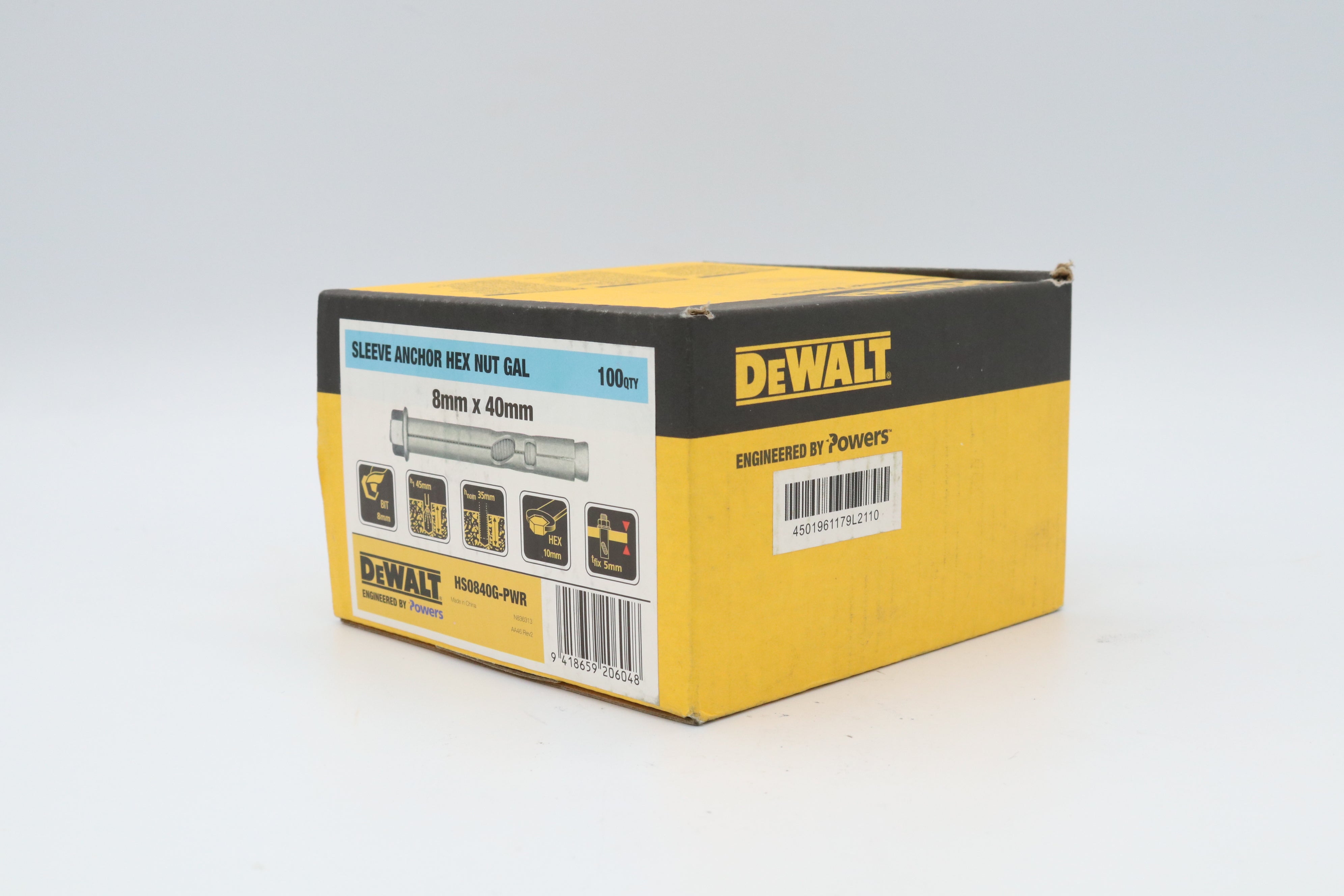 Dewalt Hex Head Sleeve Anchor Gal, Multiple Sizes