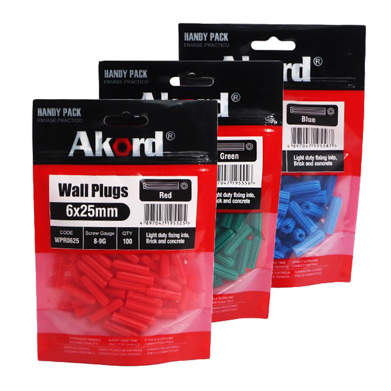 Plastic Wall Plugs, Multiple Sizes