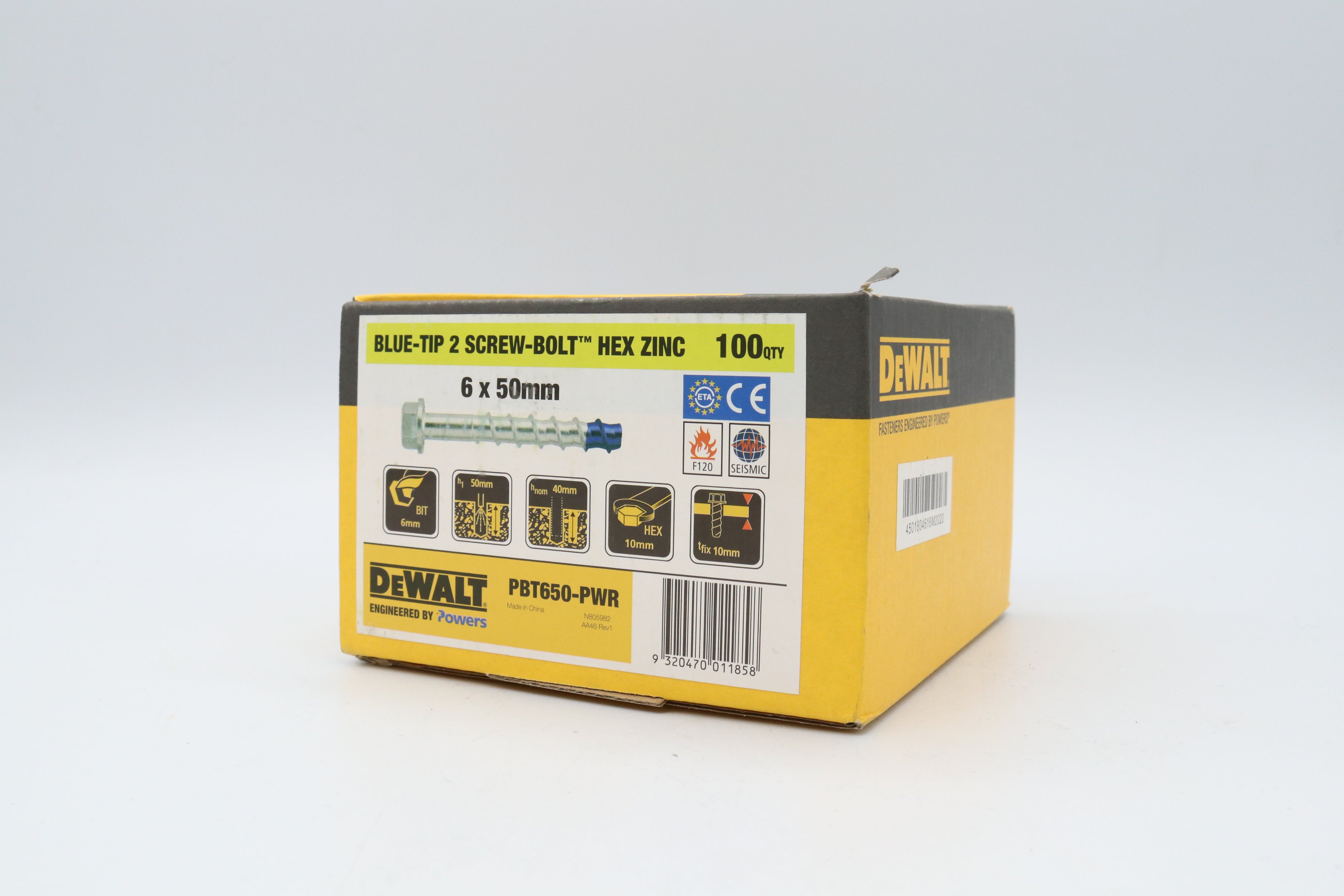Dewalt Screw Bolt Blue-Tip Hex Zinc, Multiple Sizes