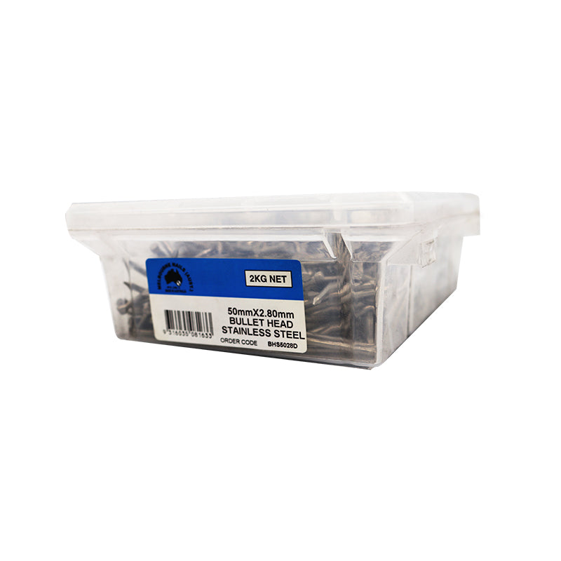 Bullet Head Nails S/S Pack 2kg, 2.8x50mm or 3.75x75mm