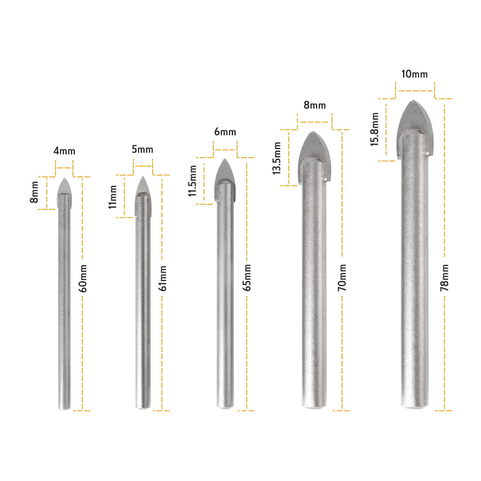 Drill Bits Set Glass 5pcs