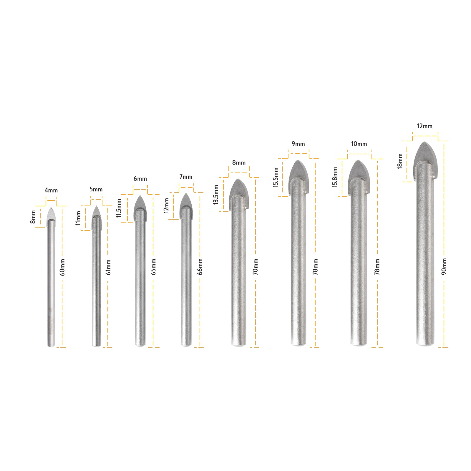 Drill Bit Glass & Tile Multiple Sizes