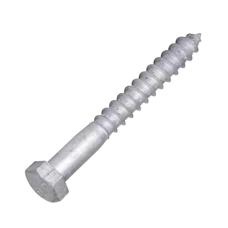 HOBSON Coach Screw Hex CL4.6 Galvanised M6 To M16, Multiple Lengths