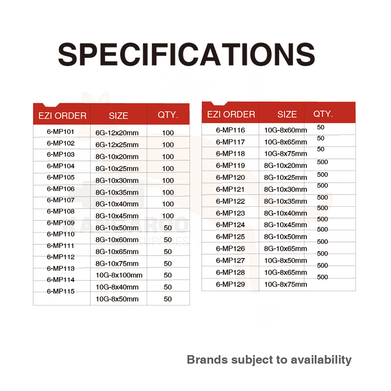 Multi-Purpose Screw CSK YZ 6G/8G/10G, Multiple Sizes