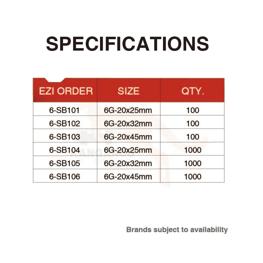 SD Screw Bugle Zinc Yellow #6 Multiple Sizes
