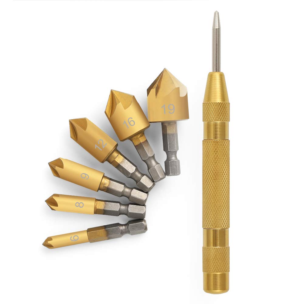 Drill Bit Set Countersink Quick Change 7pcs (1/4" - 3/4")