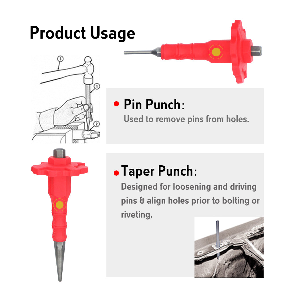 Chisel & Punch Set W/Grip 6pcs