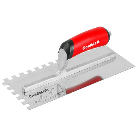 Goldblatt G02379/G02413/G02416 Notch Trowel 275X115mm S/S Soft Grip Handle Sq Multiple Sizes