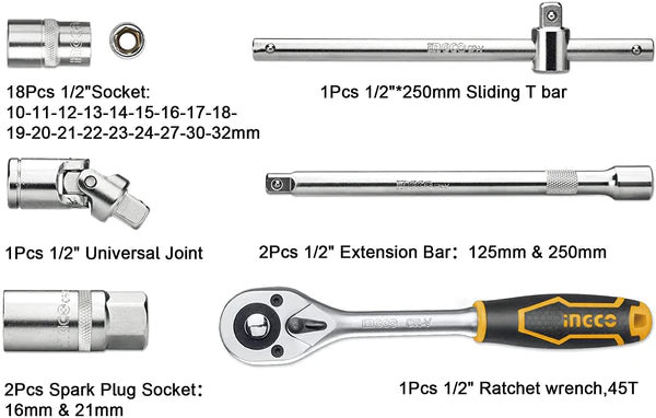 Socket 1/2" Drive Set 25pcs