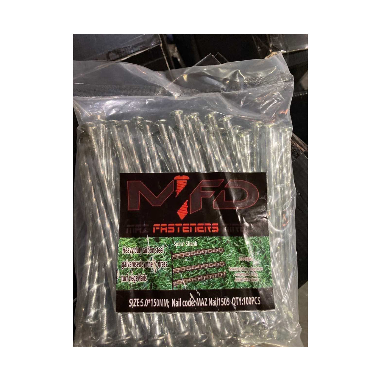 Grass Pin Spiral 5mmx150mm Zp Pack 100