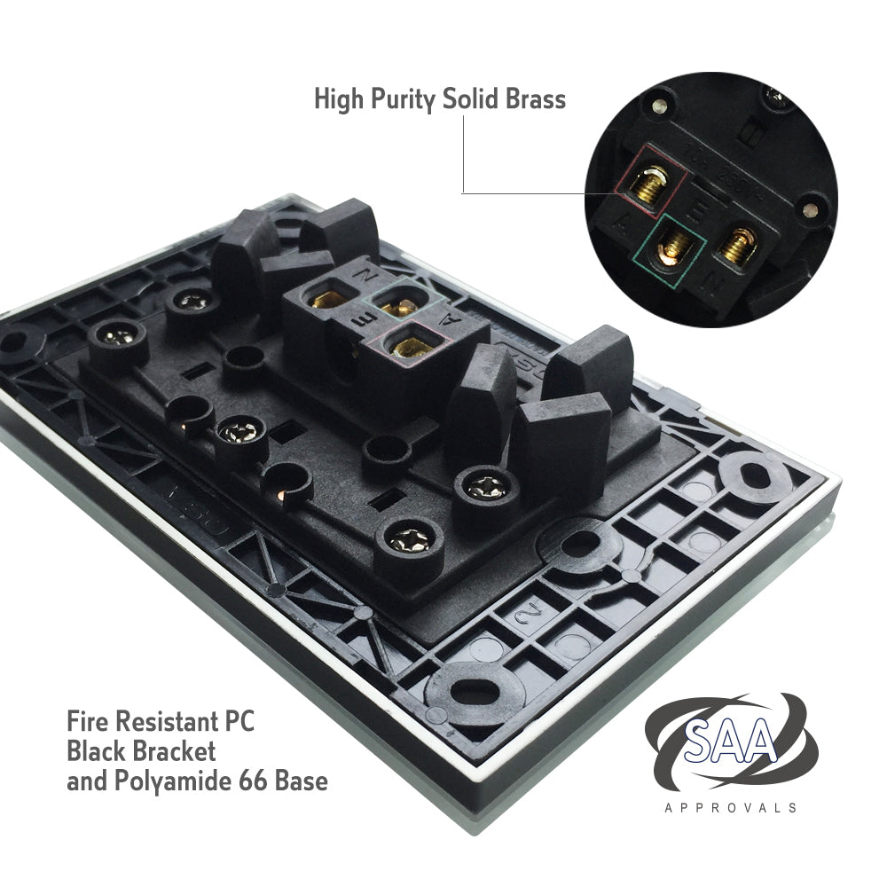 Wall Switch 2 Way & GPO Ocean Blue Glass Frame Multiple Styles