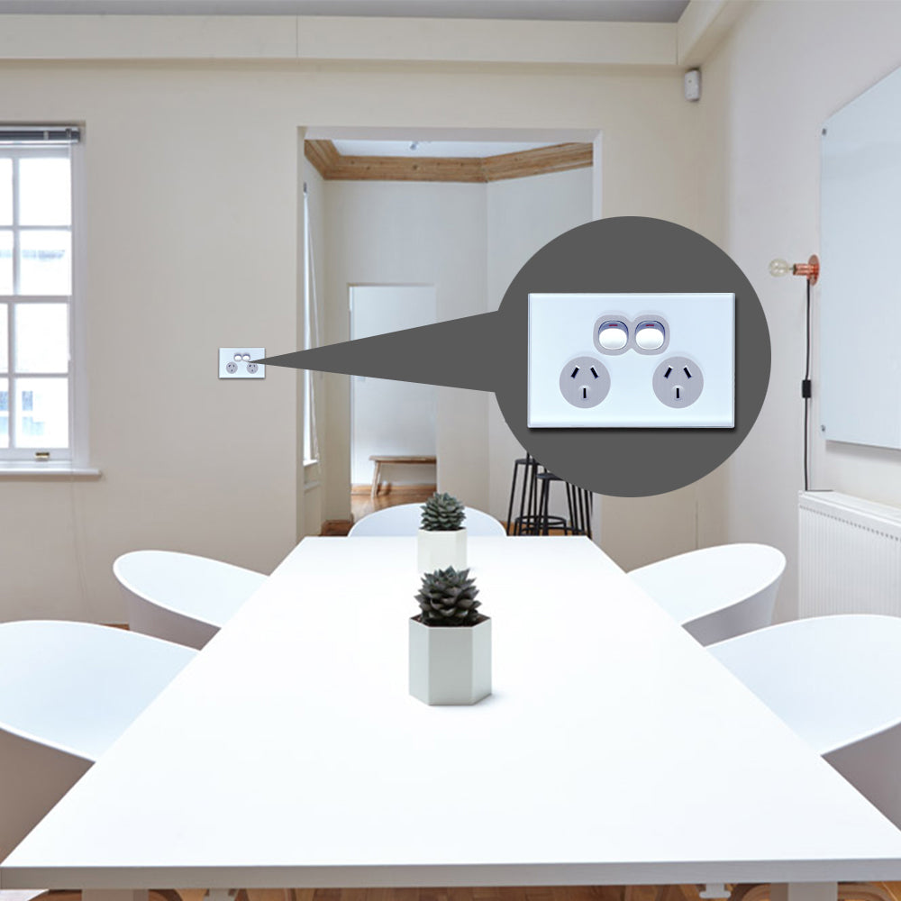 Wall Switch 2 Way & GPO Ocean Blue Glass Frame Multiple Styles