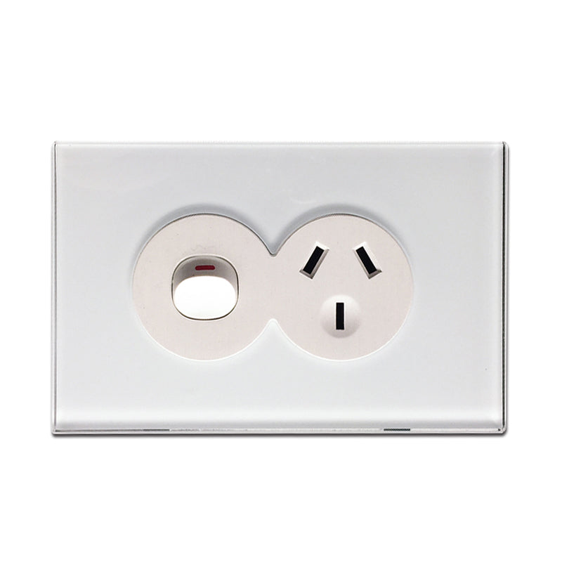 Wall Switch 2 Way & GPO White Glass Frame Multiple Styles