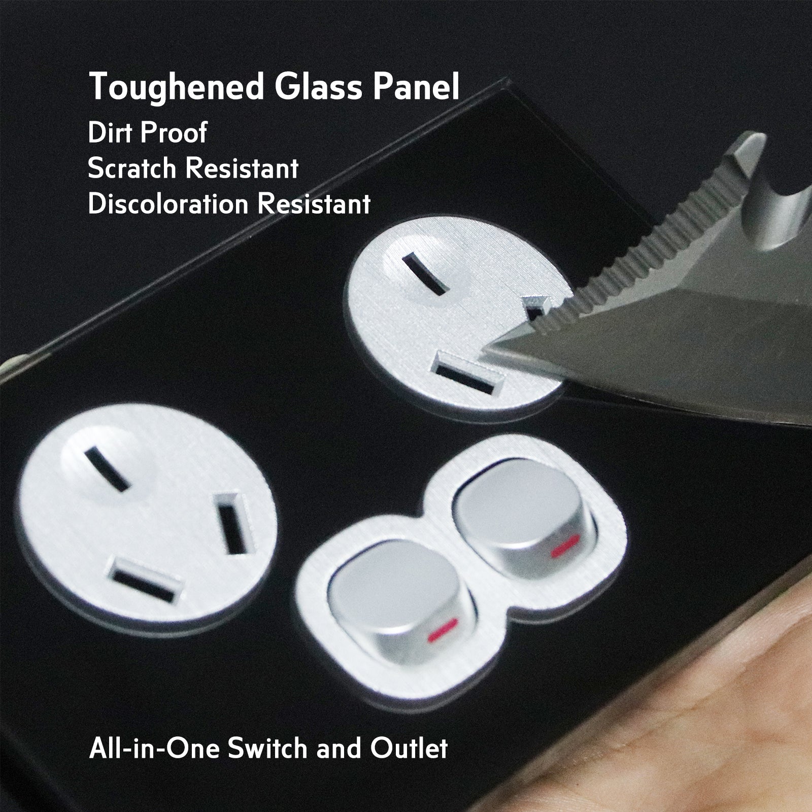 Wall Switch 2 Way & GPO Black Glass Frame Multiple Styles